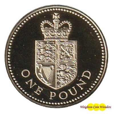 1988 £1 Coin - Shield of the Royal Arms - Click Image to Close
